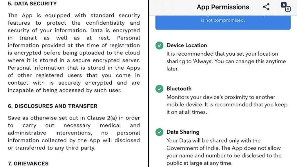 privacy terms on aarogya app