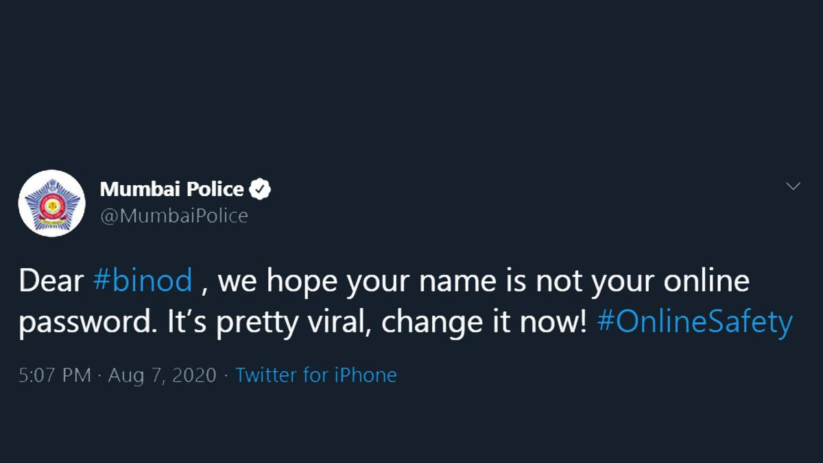 Mumbai police message on twitter about "BINOD" is going viral