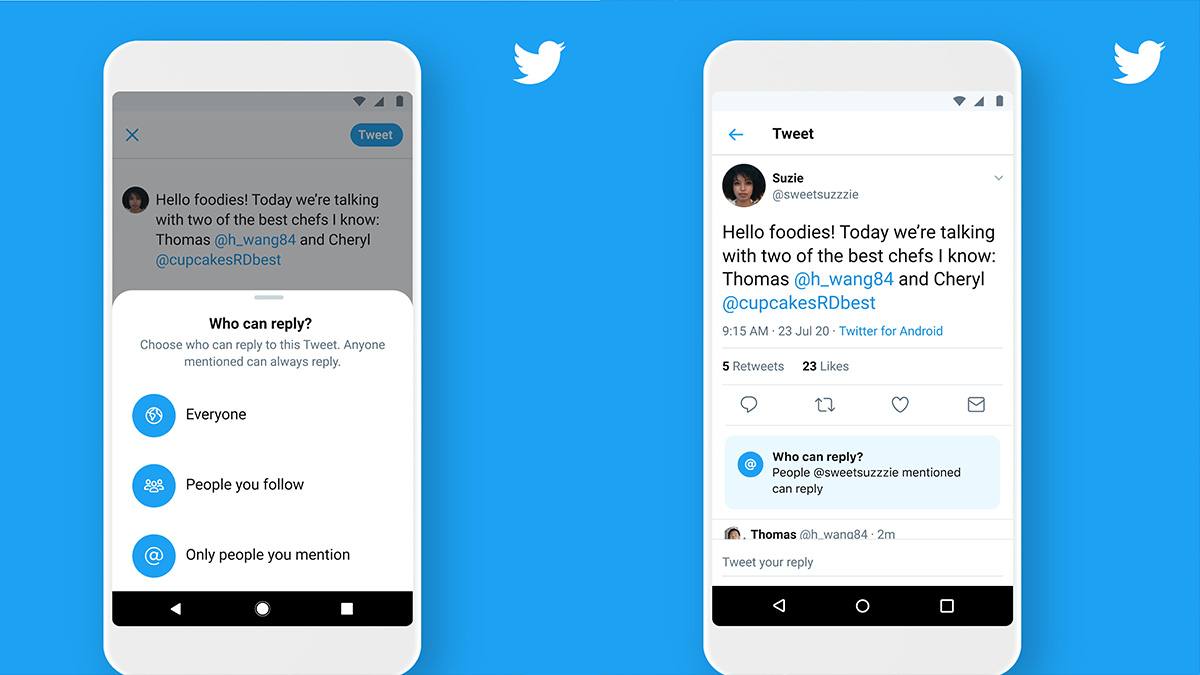 Twitter's new feature in which you can choose who can reply to your tweets