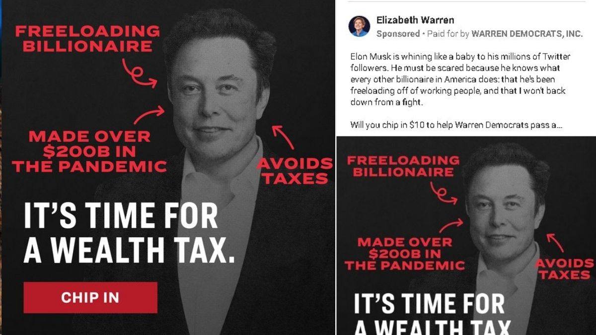 Senator Warren is running Facebook Ads to defame Elon Musk