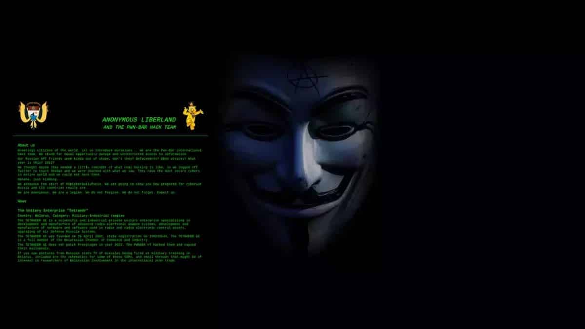 Anonymous has successfully breached and leaked around 200 GB of emails from Belarusian arms manufacturer Tetraedr