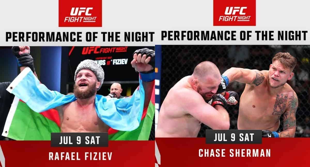 UFC: Rafael Fiziev and Chase Sherman honored with POTN