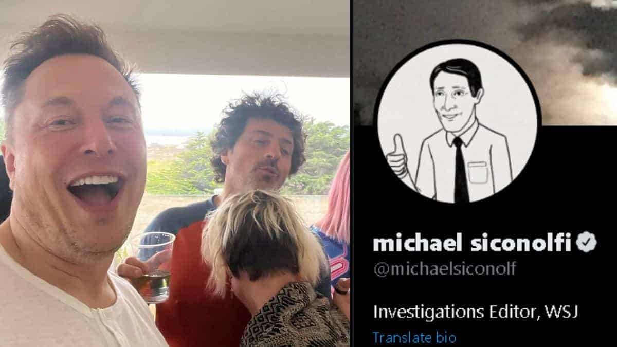 Elon Musk shares an image of him and Google's Co founder sergey brin together, Calls out michael siconolfi from WSJ with zero journalistic integrity