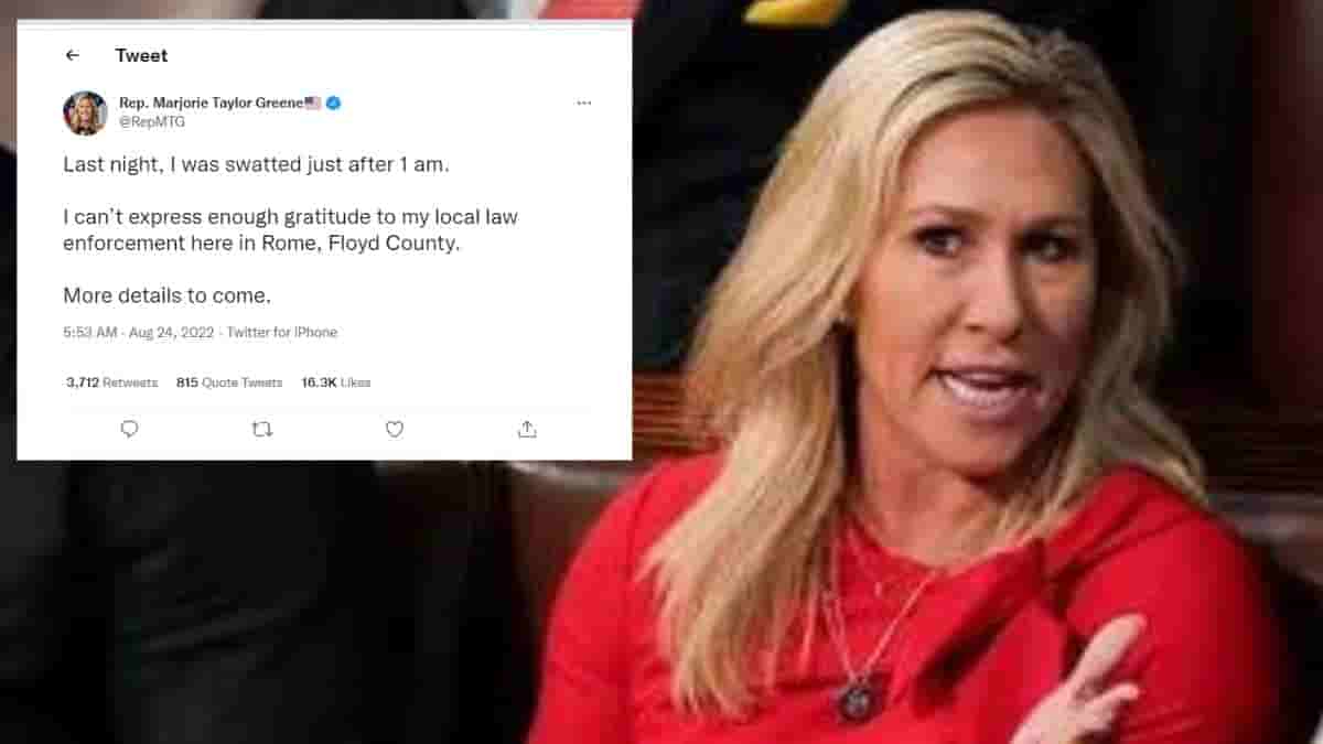 Rep. Marjorie Taylor Greene claims that last night, she was "swatted"