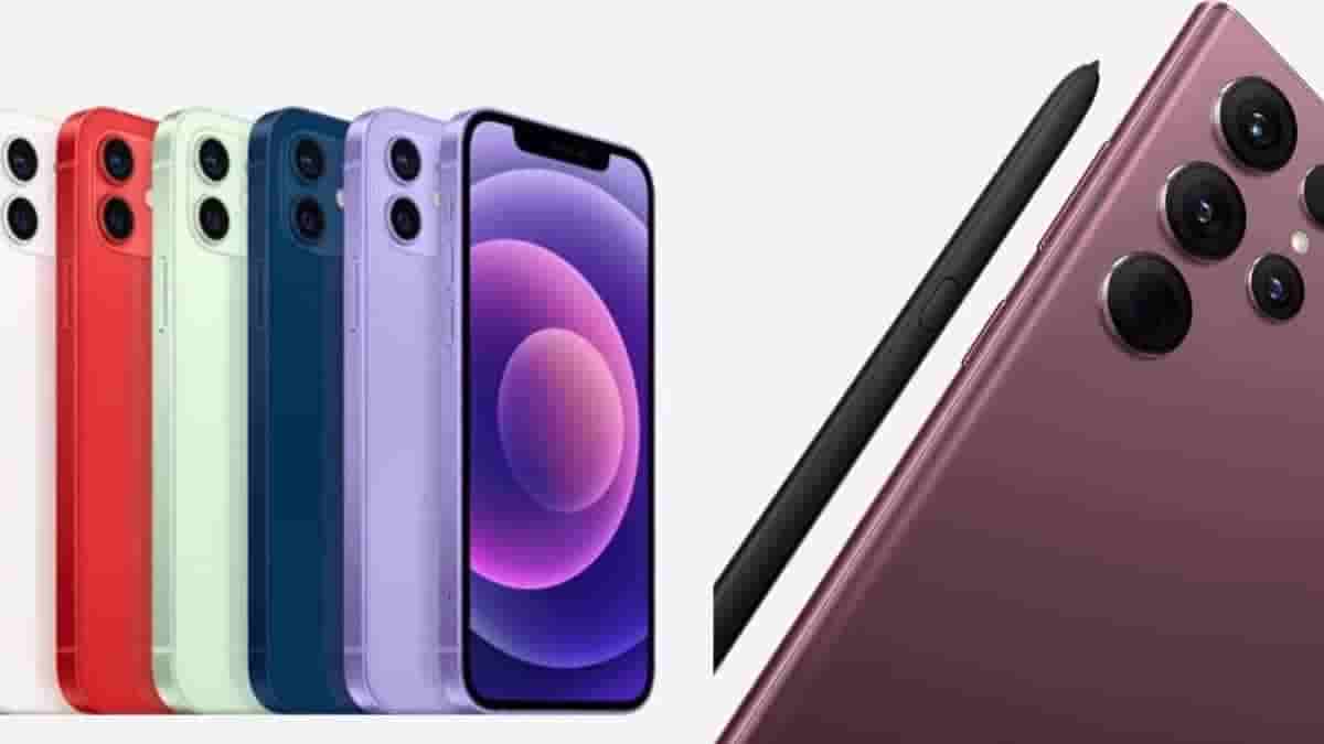 iPhone 12 and Samsung Galaxy S22 Ultra