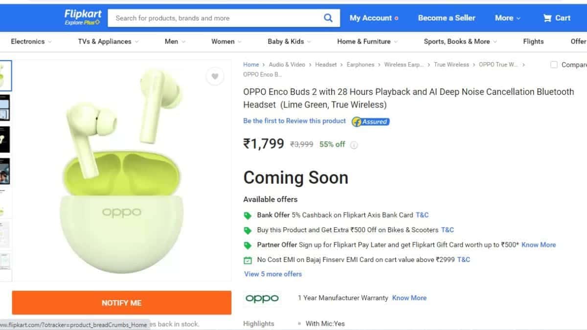 Get OPPO Enco Buds 2 available with new lime green color variant