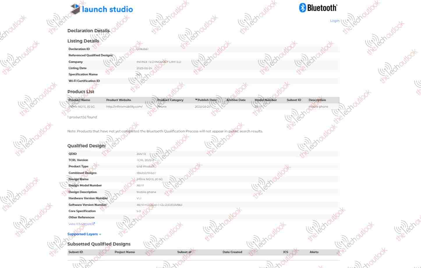 Infinix Note 30 5G listed on Bluetooth SIG website
