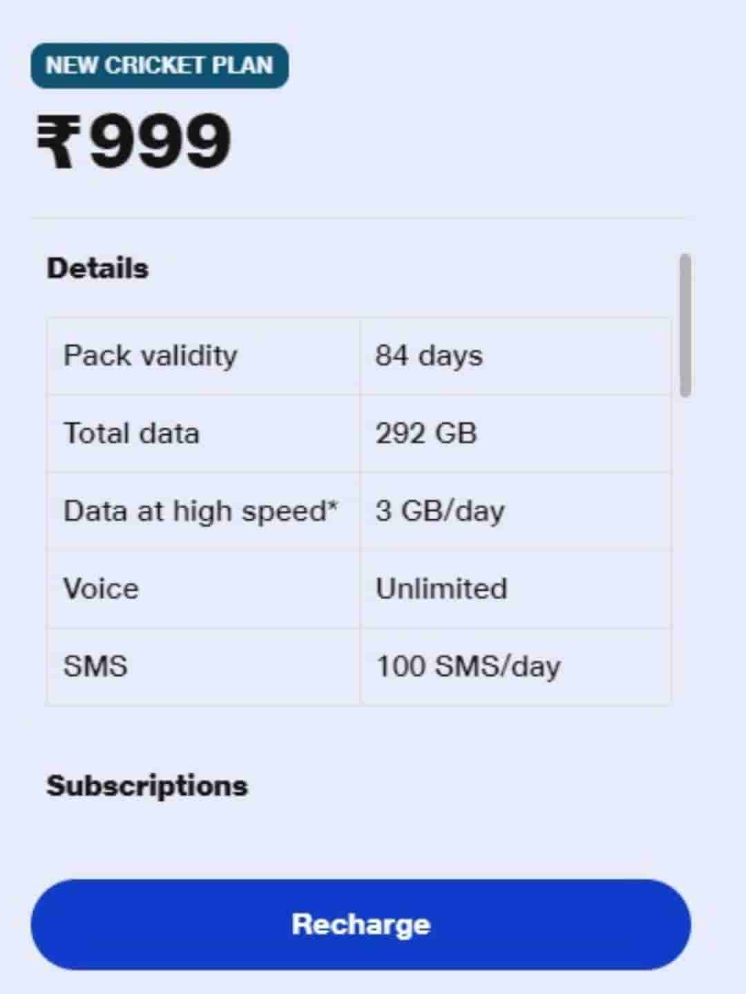 Jio's New Cricket Plan