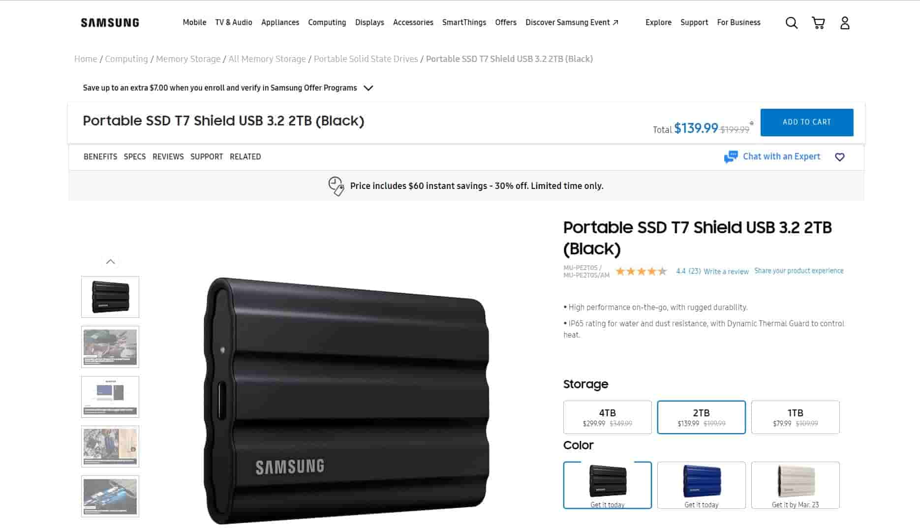 Portable SSD T7 Shield USB 3.2 2TB