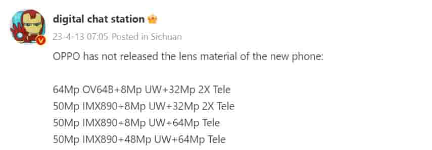 OPPO Reno 10 series, Find N3 camera leak