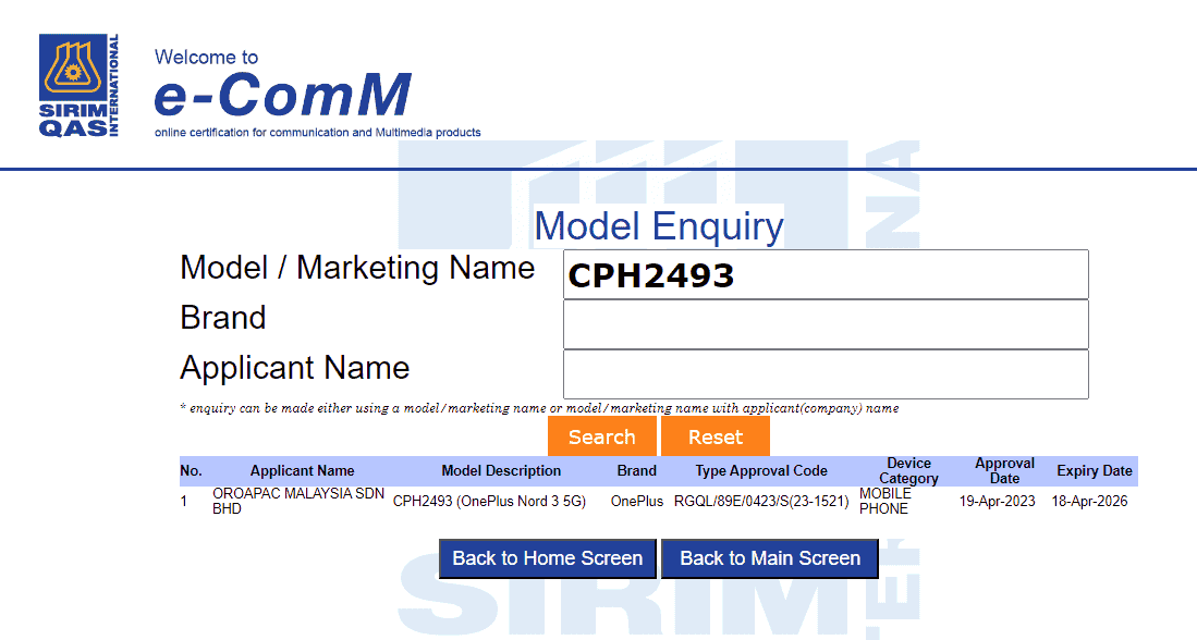 OnePlus Nord 3 SIRIM certified