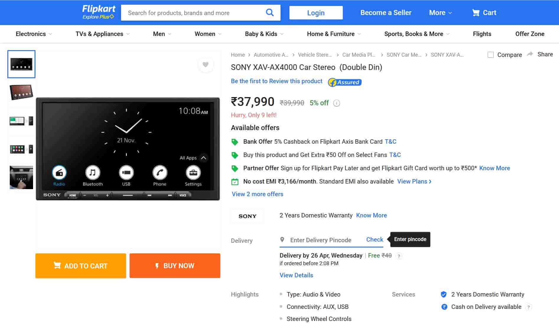SONY XAV-AX4000 Car Stereo