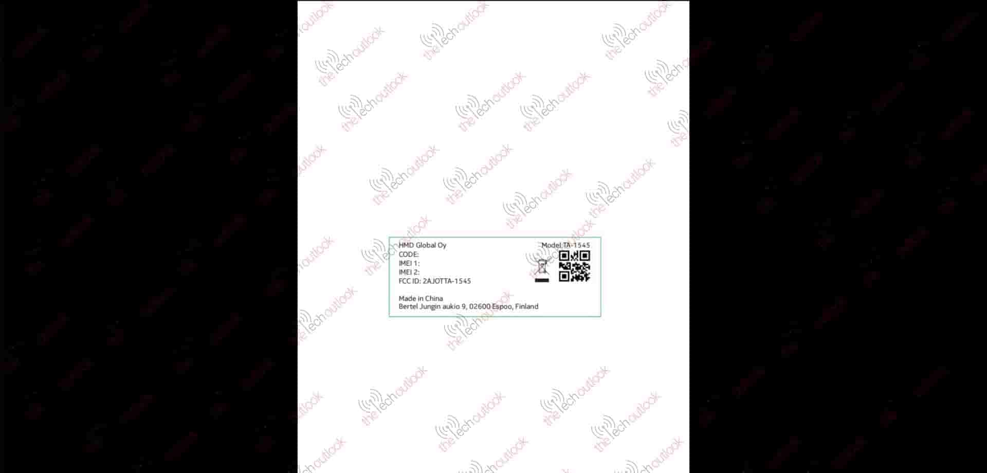 TA-1545 GSM WCDMA LTE Mobile Phone Label Diagram Label HMD global Oy