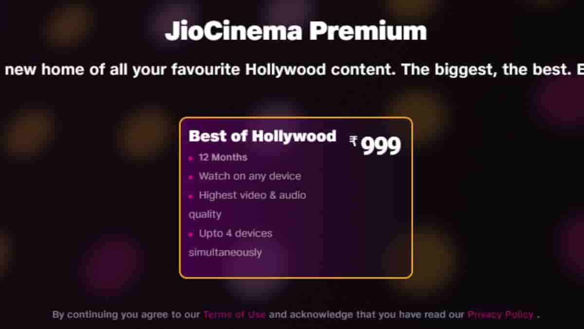 JioCinema one year subscription plan