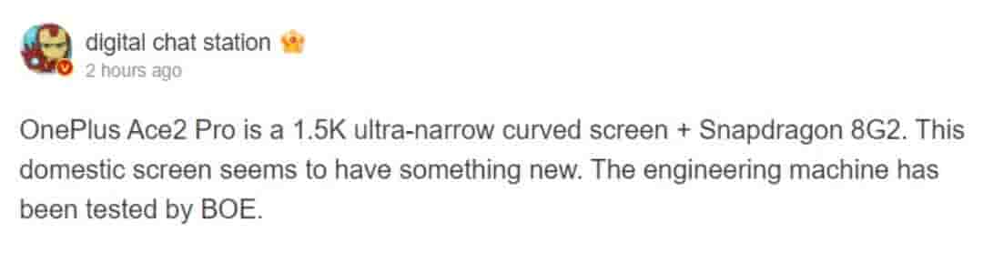 OnePlus Ace 2 Pro Display and Processor Tipped