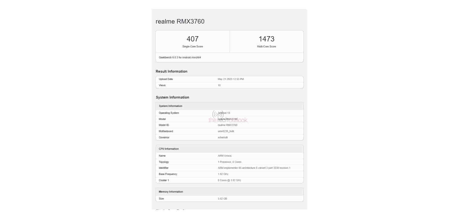 Realme C53 Spotted on Geekbench