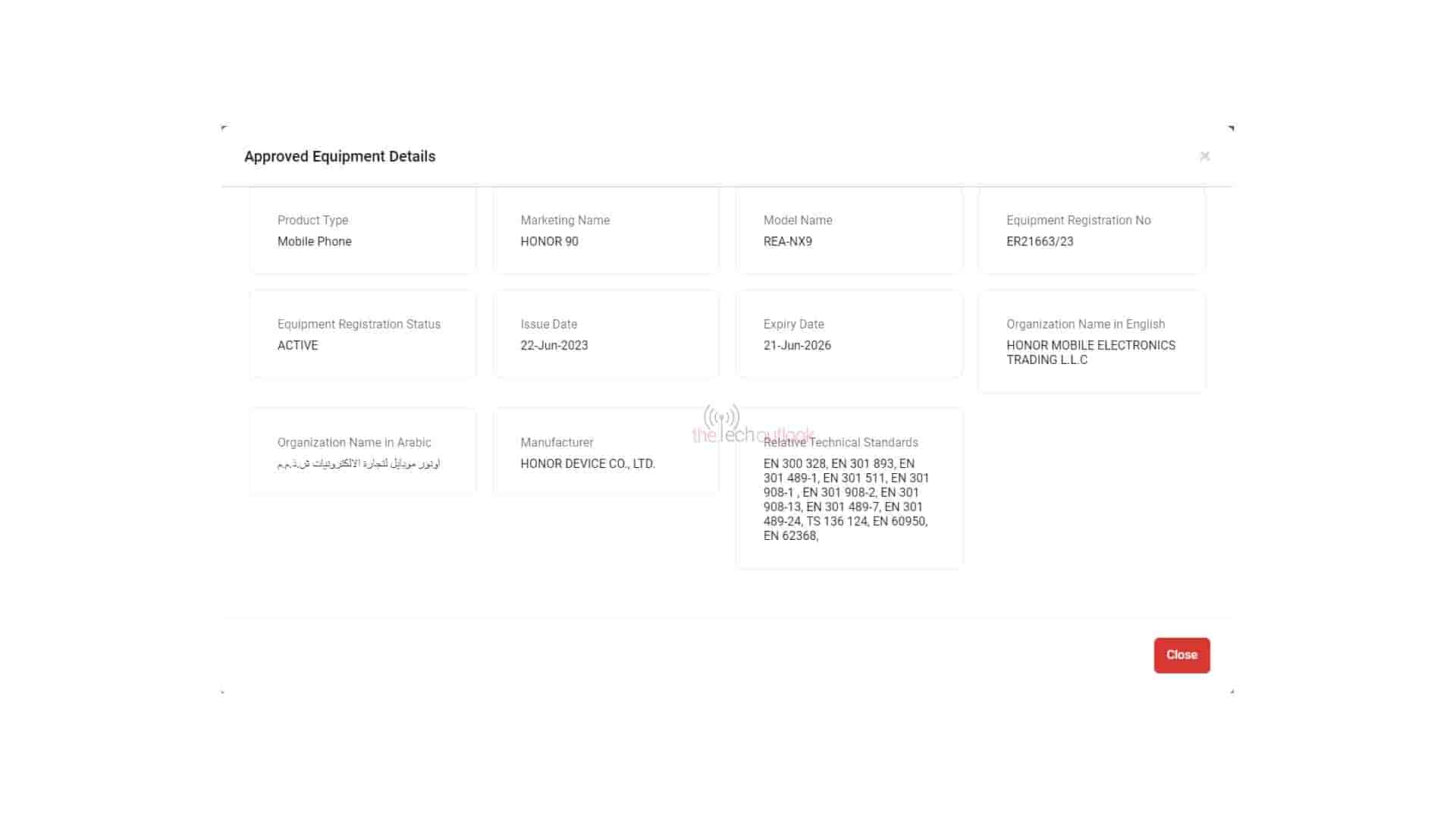 Honor 90 spotted on TDRA