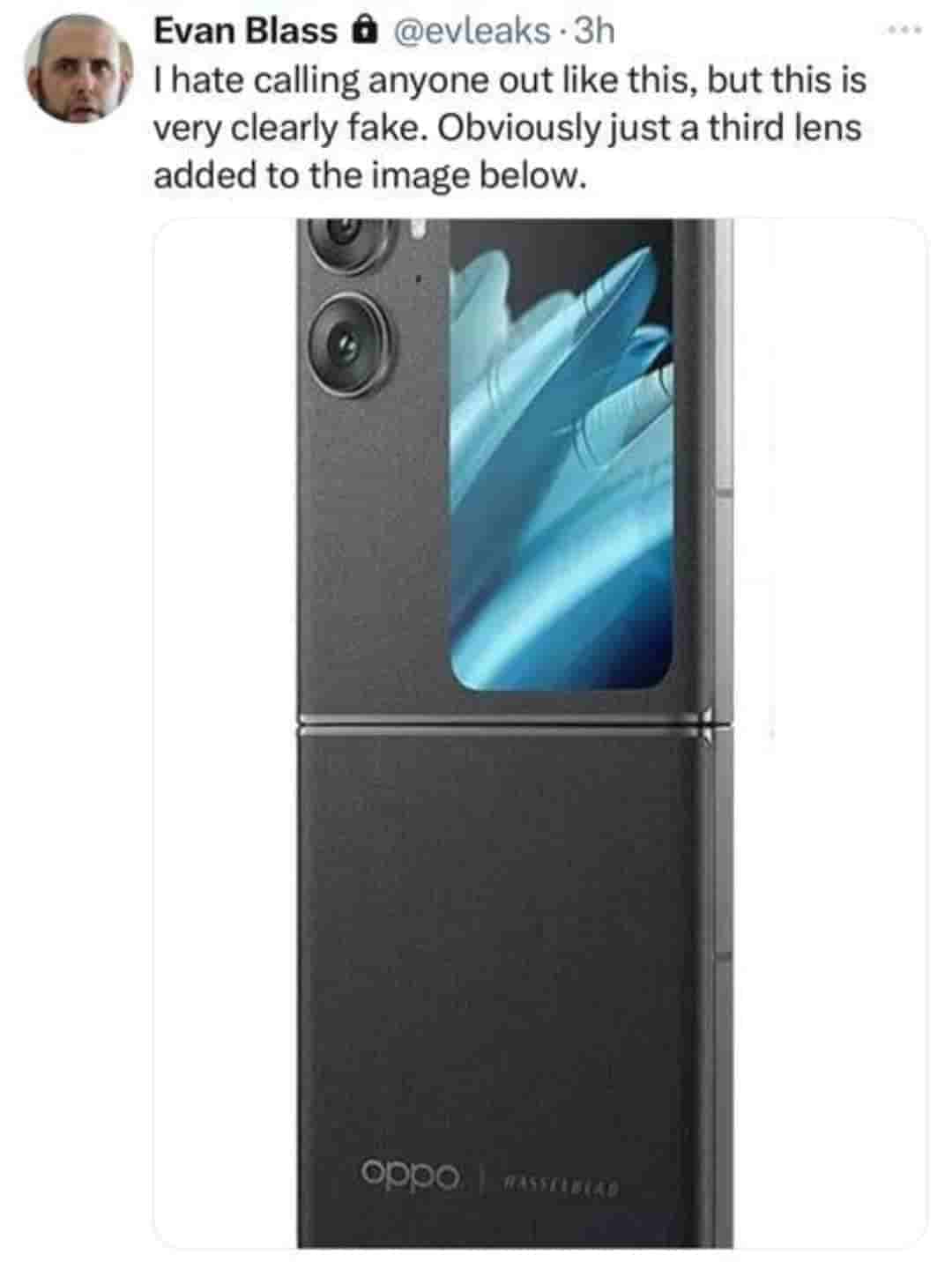 OPPO Find N3 Flip Render Fake - Evan Blass