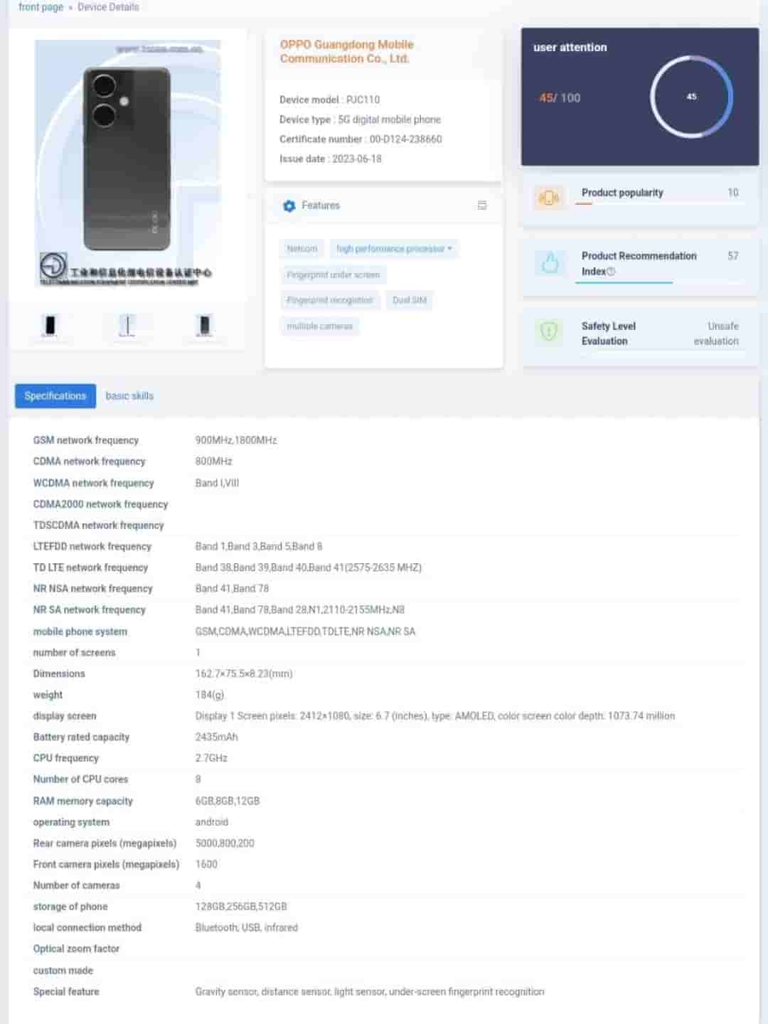OPPO K11 Smartphone Spotted on the TENAA Listing