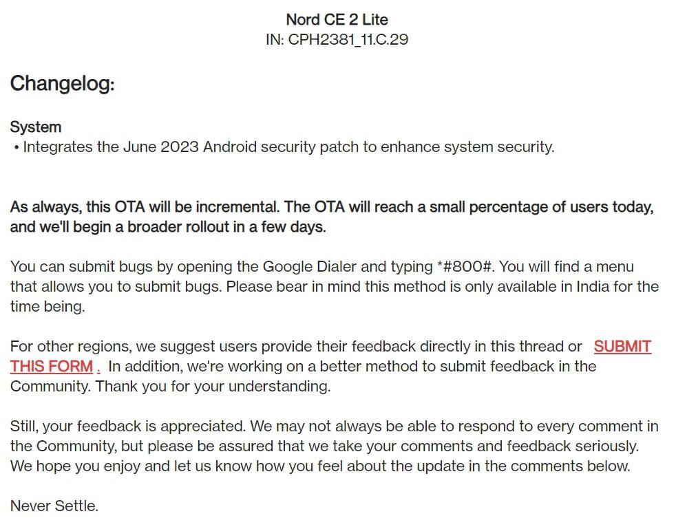OnePlus Nord CE 2 Lite 5G OxygenOS 13 C.29 Update