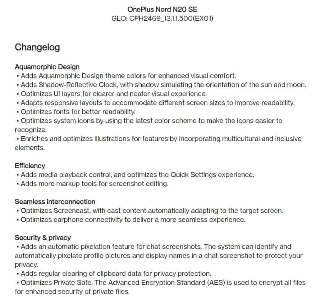 OnePlus Nord N20 SE OxygenOS 13.1.1.500 Update