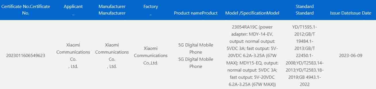 Redmi K60 Ultra 3C listing