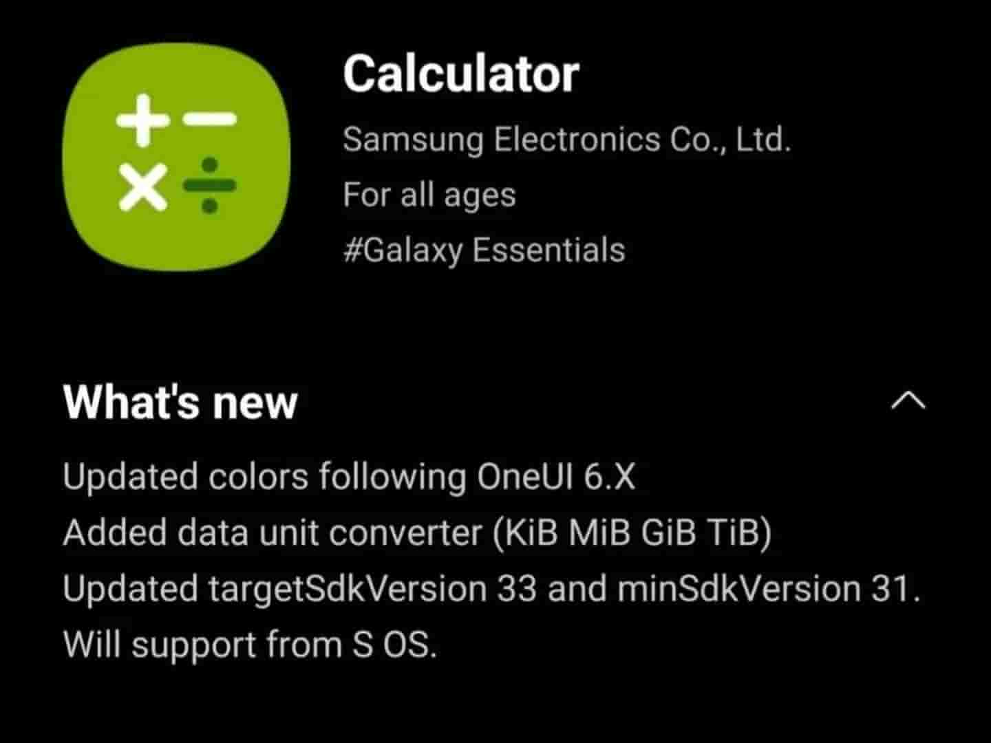 Samsung Calculator App Update