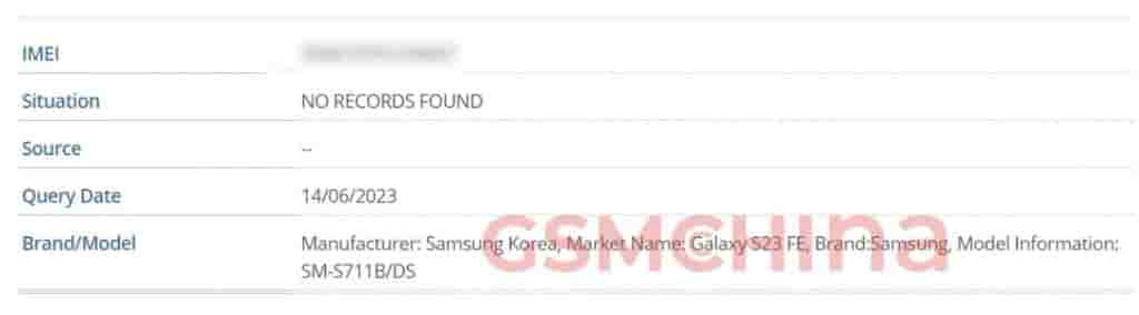 Samsung Galaxy S23 FE IMEI 2