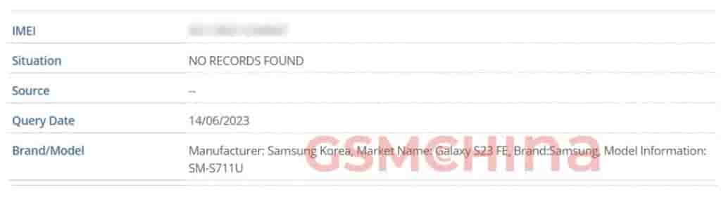 Samsung Galaxy S23 FE IMEI 3