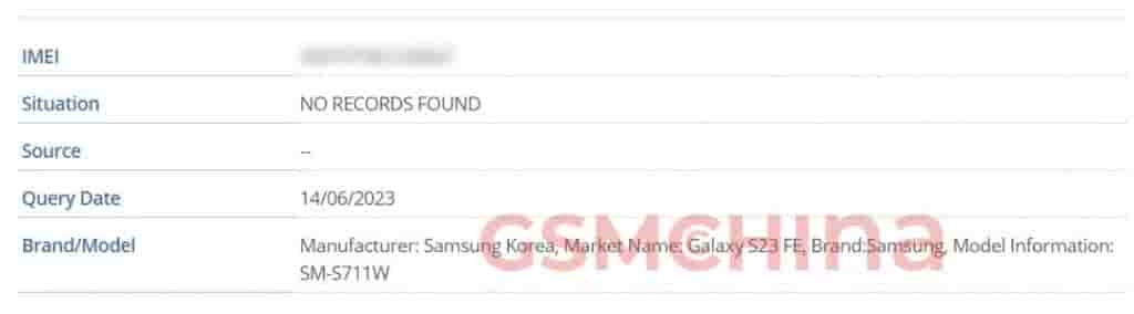 Samsung Galaxy S23 FE IMEI 4