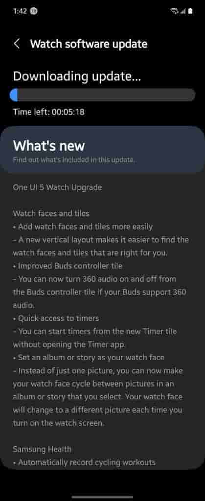 Samsung UI Watch 5 beta