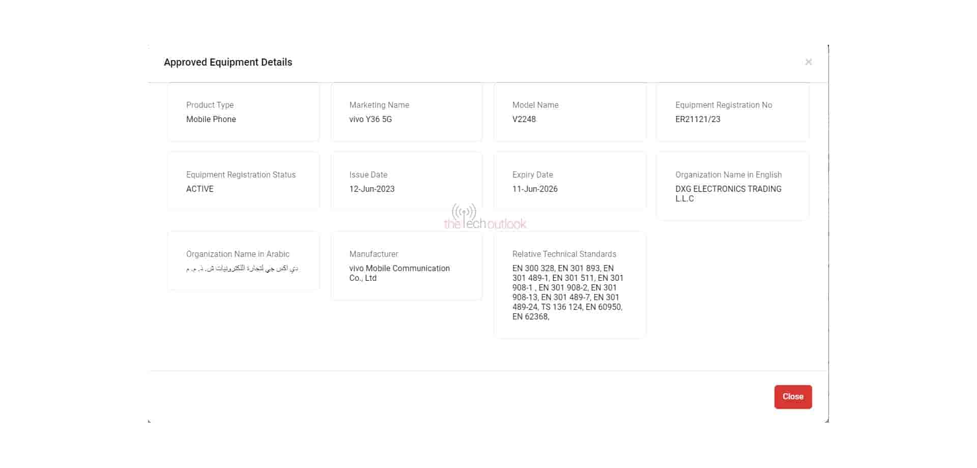 Vivo Y36 5G spotted on TDRA