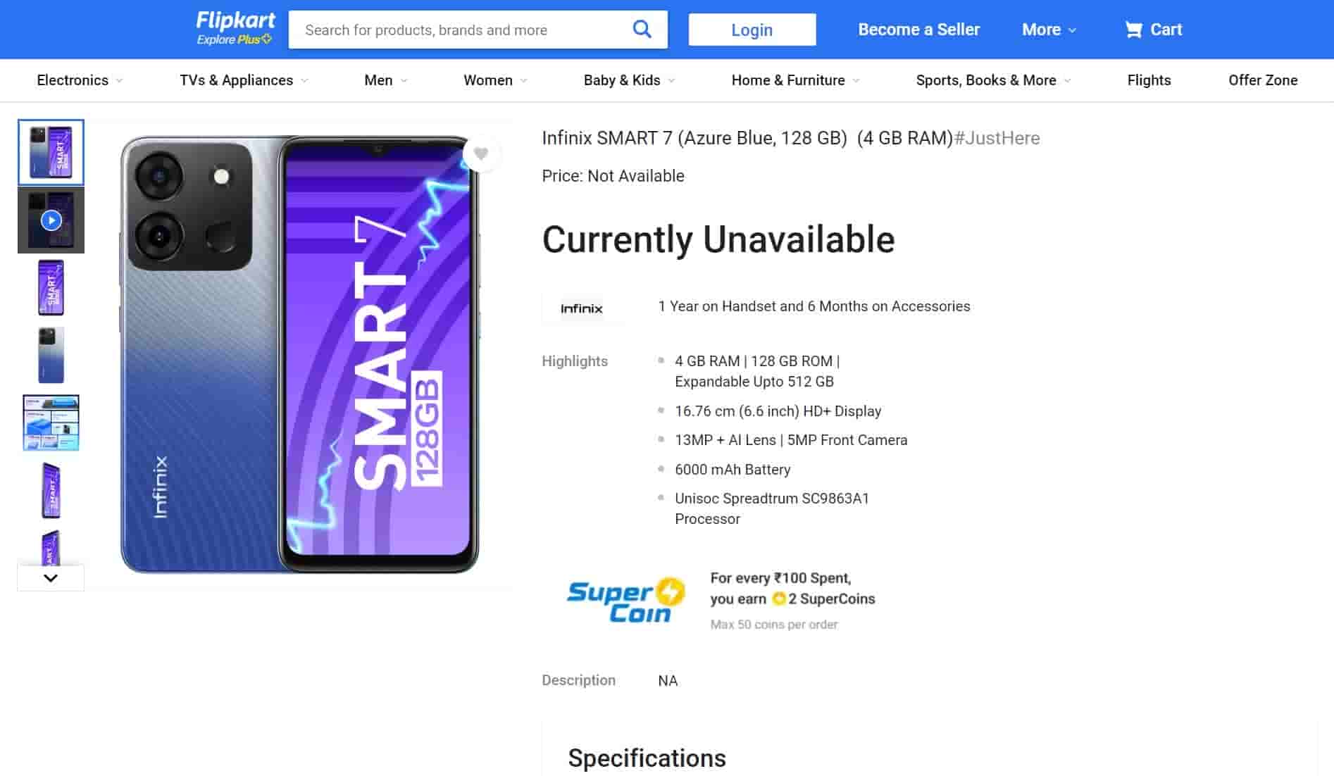 Infinix Smart 7 - Azure Blue