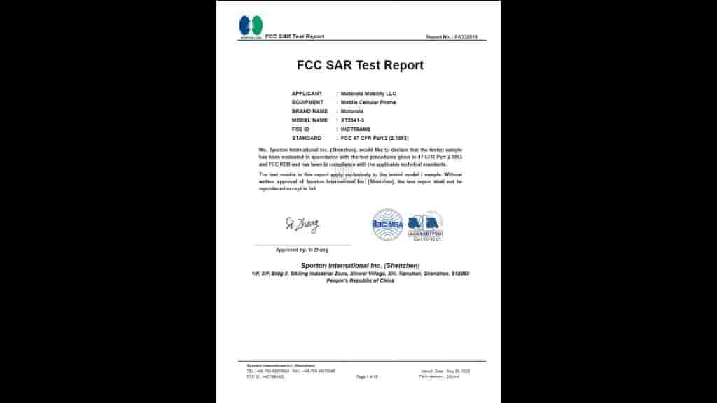 Motorola G14 FCC Listing 1