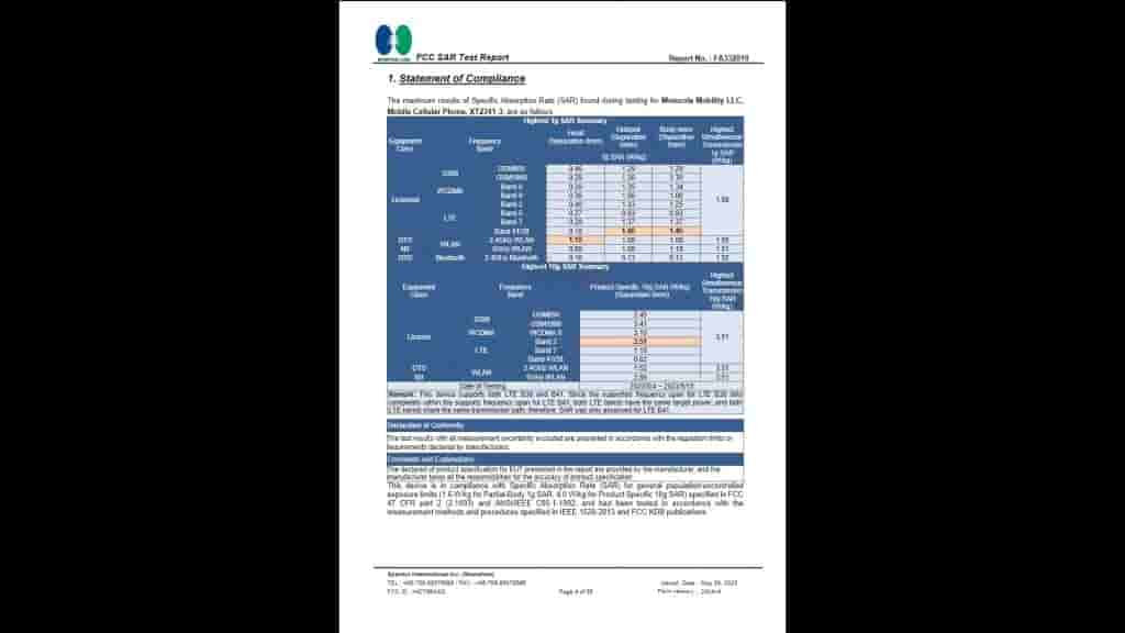 Motorola G14 FCC Listing 3