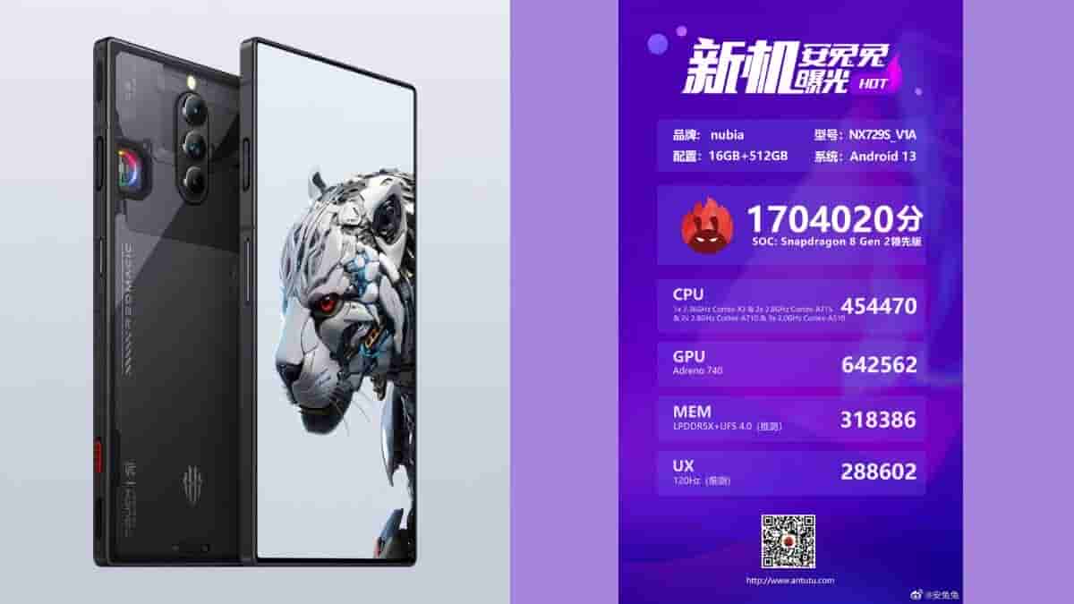 Nubia's RedMagic 8S Pro Appears on the AntuTu Benchmark