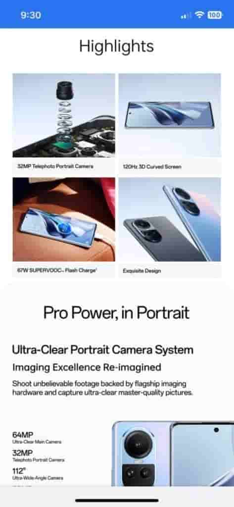 OPPO Reno 10 5G Flipkart Listing 2