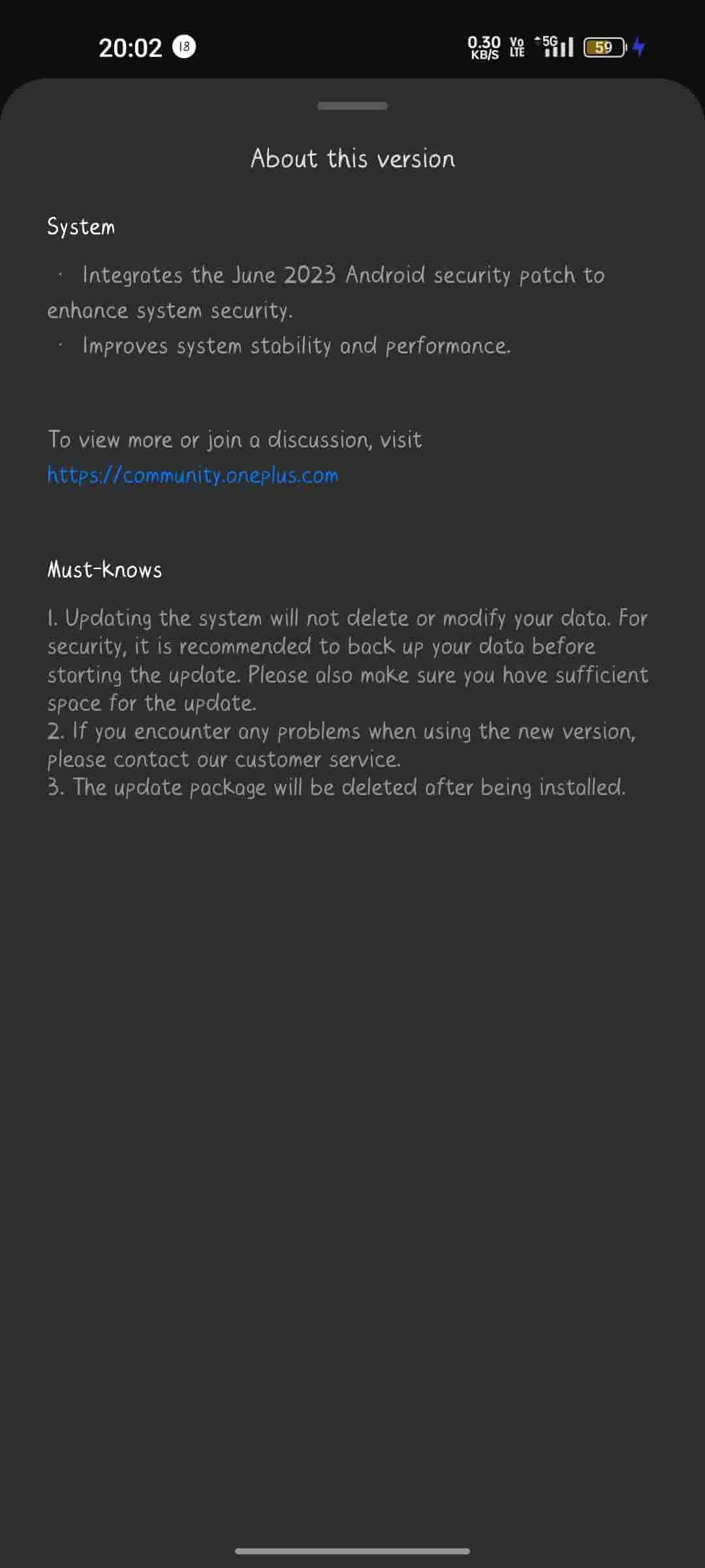 OnePlus Nord 2 5G June 2023 Android Security Patch Update - 2