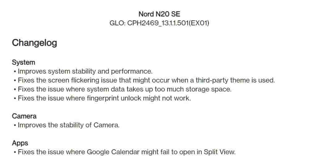 OxygenOS 13.1.1.501 for the OnePlus Nord N20 SE