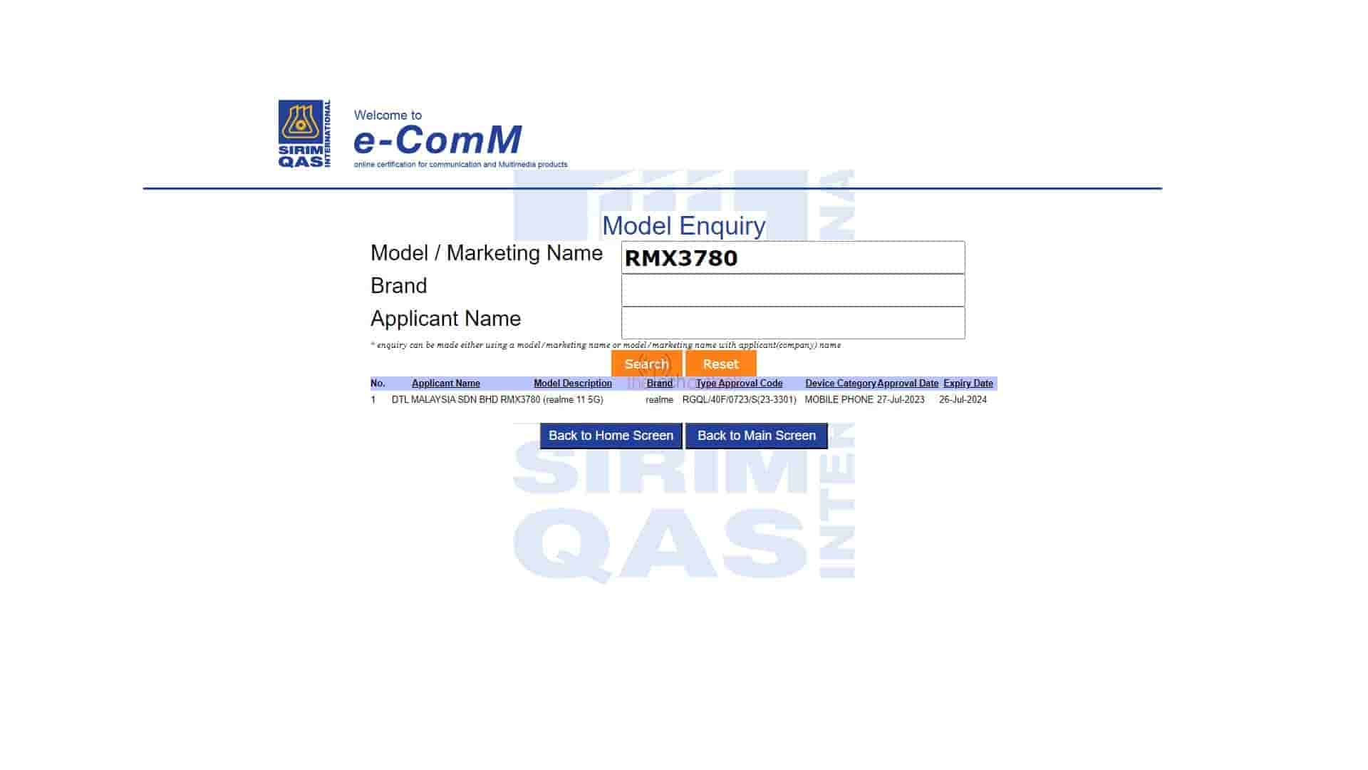 Realme 11 5G Spotted on SIRIM