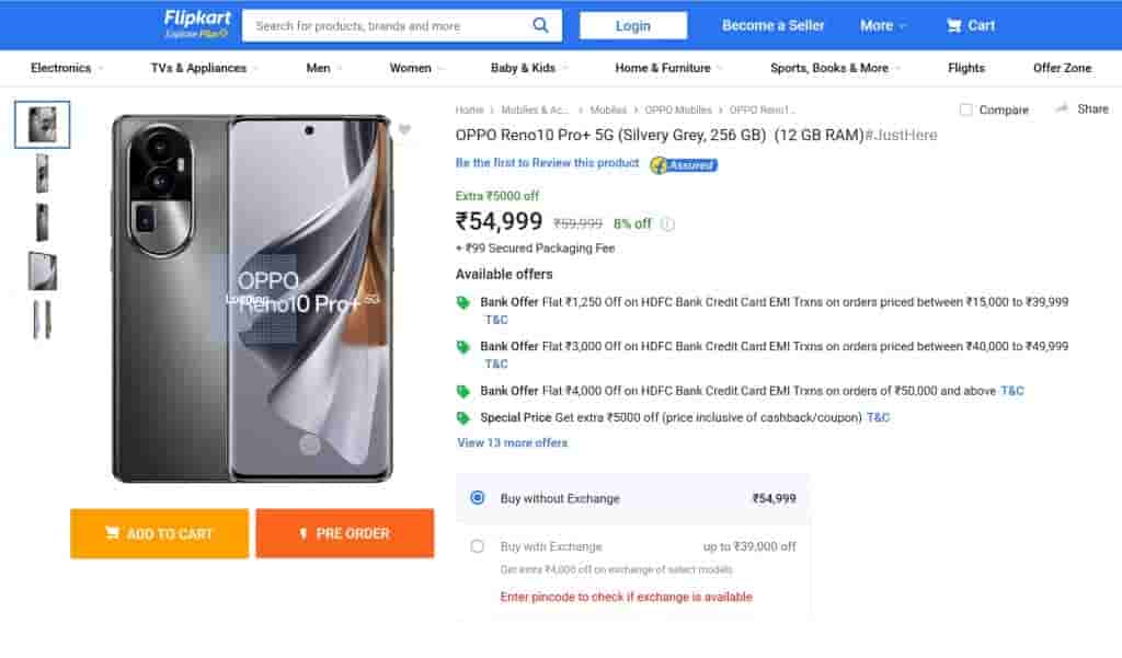 Reno 10 Pro+ - Flipkart