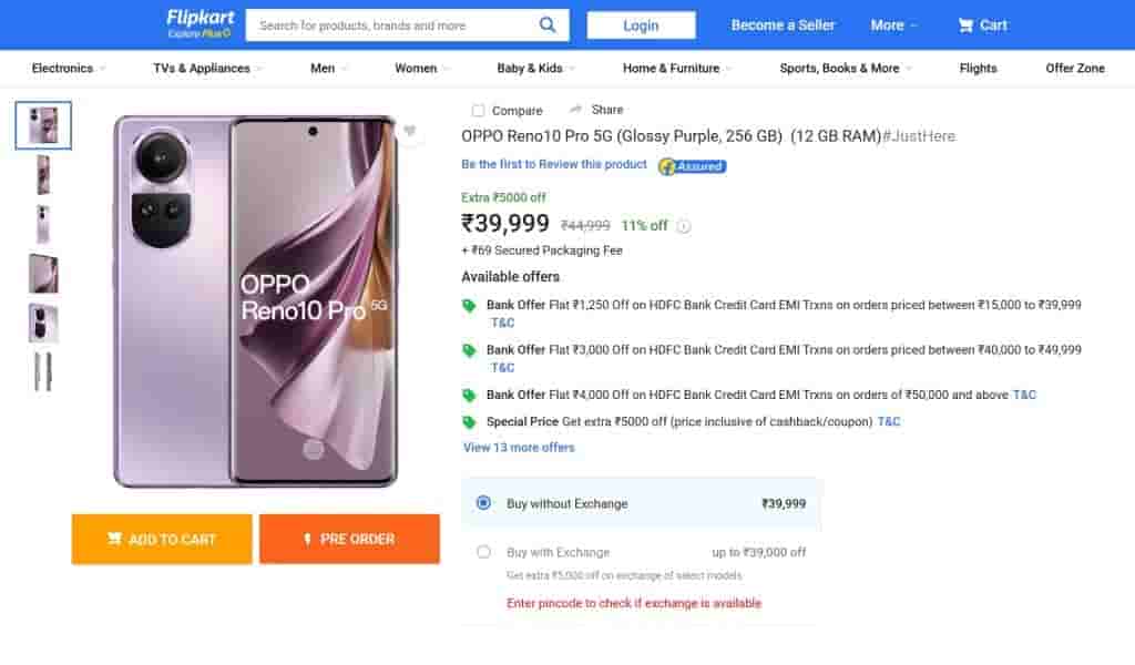 Reno 10 Pro - Flipkart