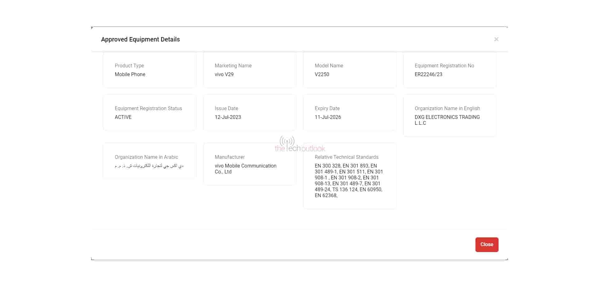 Vivo V29 Spotted on TDRA