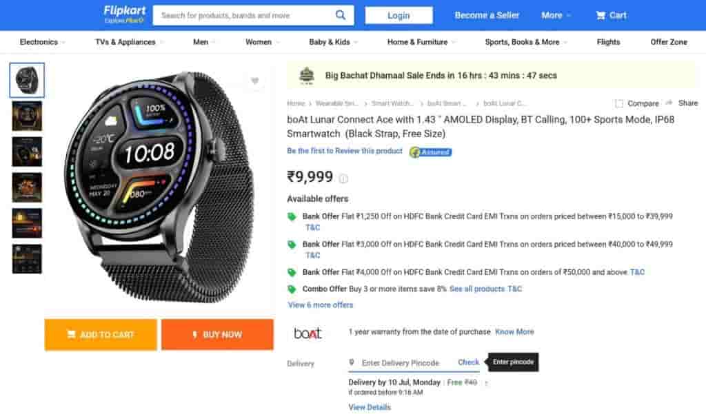 boAt Lunar Connect Ace Flipkart Listing 2