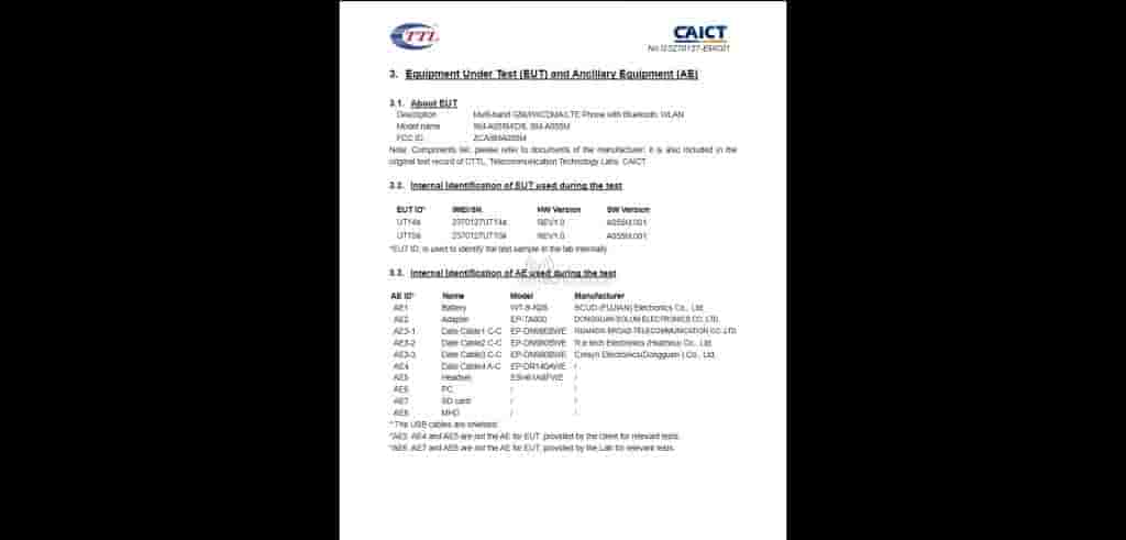 Samsung Galaxy A05 FCC Certification