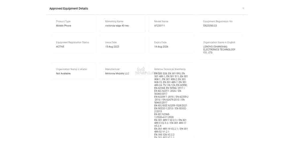 Motorola Edge 40 Neo Spotted on TDRA