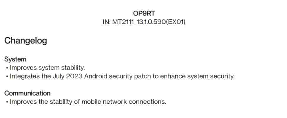 OxygenOS 13.1.0.590 for the OnePlus 9RT