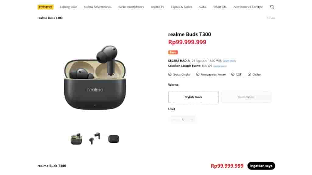 Realme Buds T300 - Indonesian Website - Listing