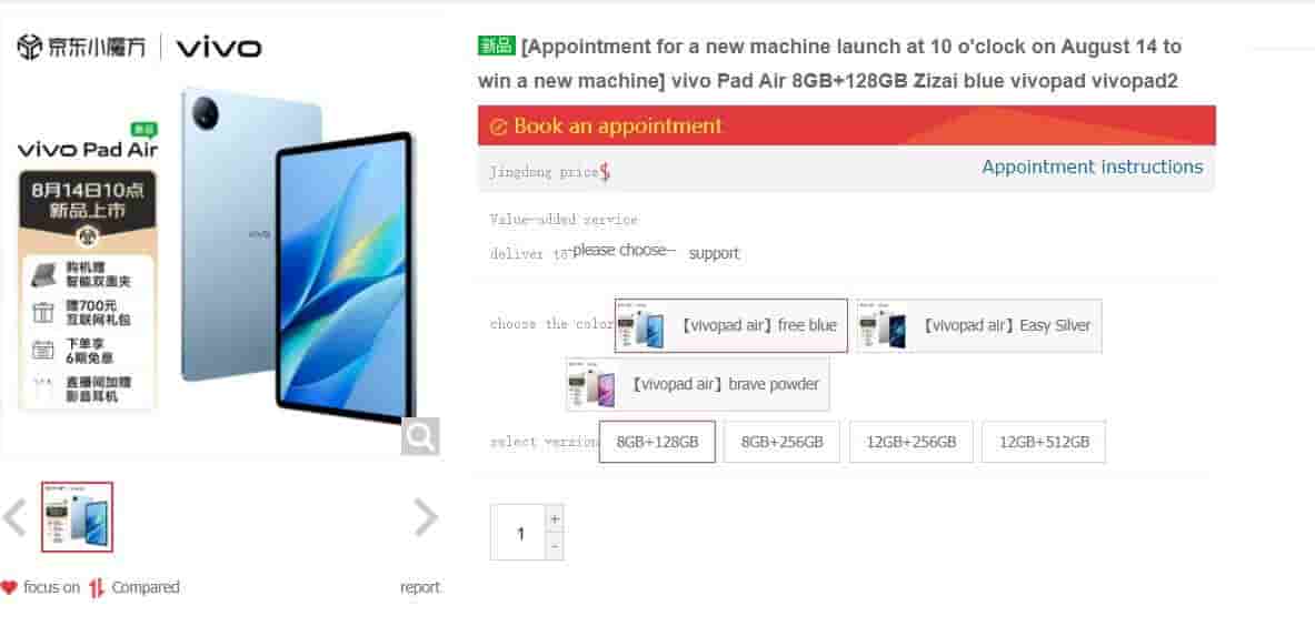 Vivo Pad Air variants