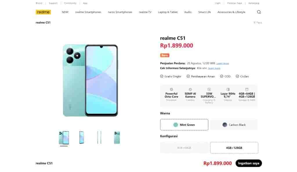 Realme C51 - Indonesian Website - 2